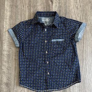 Kids Navy and Yellow Patterned Button-Down Shirt